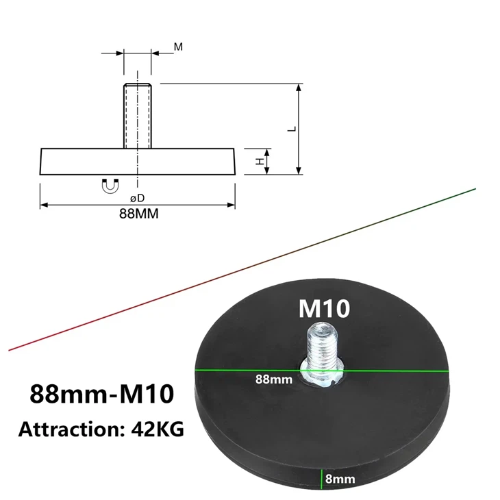 Magnetic Base Rubber Coated Neodymium Pot Magnets Suction Cup Mounting Bracket Bolt Bracket For Holding factory